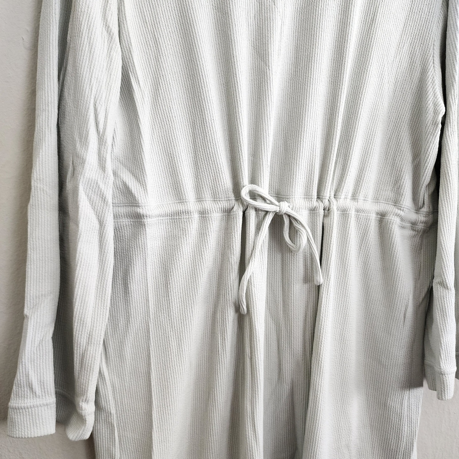 Nwt Neiwai Gray Violet Ribbed Knit Drawstring Long Sleeve Lounge Dress Medium — image 7 of 8
